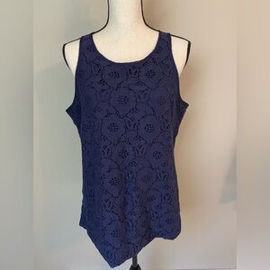 Loft Outlet Navy Lace Shell | Women’s Sz L